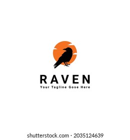 Raven logo design vector illustration 