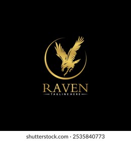 raven logo design vector luxury