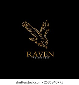 raven logo design vector luxury