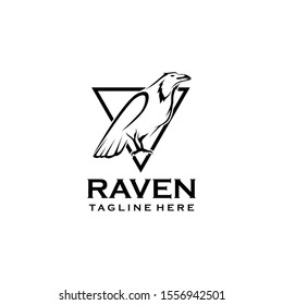 Raven Logo Design Vector Template