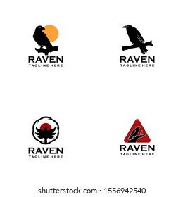 Raven Logo Design Vector Template