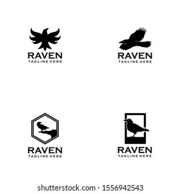 Raven Logo Design Vector Template