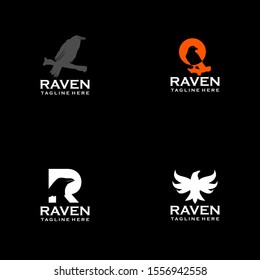 Raven Logo Design Vector Template