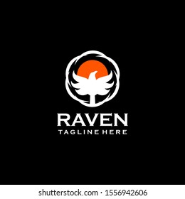 Raven Logo Design Vector Template