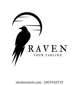 icono del logotipo de raven plantilla de diseño vectorial.logo adecuado para el tema gótico, el entretenimiento y muchas empresas creativas