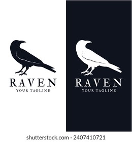 raven logo icon vector design template.logo suitable for gothic theme, entertainment, and many creative business company