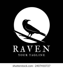 raven logo icon vector design template.logo suitable for gothic theme, entertainment, and many creative business company