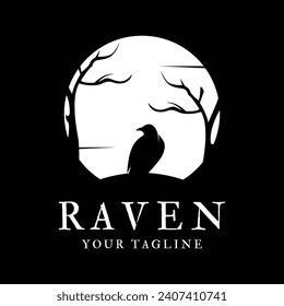 raven logo icon vector design template.logo suitable for gothic theme, entertainment, and many creative business company