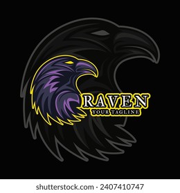 icono del logotipo de raven plantilla de diseño vectorial.logo adecuado para el tema gótico, el entretenimiento y muchas empresas creativas