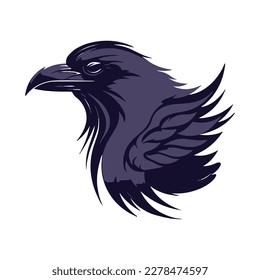 Raven, logotipo de cuervo, icono de cuervo, vector de cuervo, aislado sobre fondo blanco.