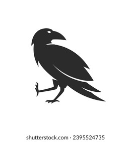 Raven logo. Raven silhouette for Coat of Arms. Heraldic symbol. Raven crest logo. Vector illustration