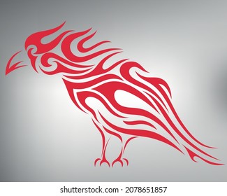 raven logo. sketch tribal raven tattoo. vector drawing crow