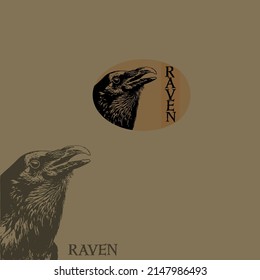 Raven Logo Vector with Background Illustration Design Color Art