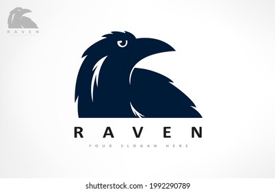 Raven logo vector. Crow bird. Animal design.