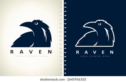 Raven logo vector. Crow bird. Animal design
