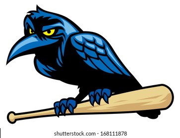 Raven Mascot And The Baseball Bat