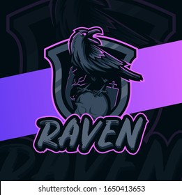 raven mascot esport logo design