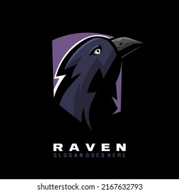 Raven mascot logo design for badge, emblem, t-shirt, team, sport, gaming or esports
