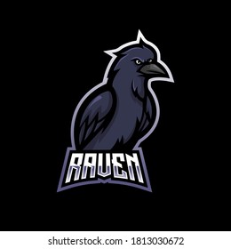 Raven mascot logo design vector with modern illustration concept style for badge, emblem and t shirt printing. Angry Raven illustration for sport and e-sport team.