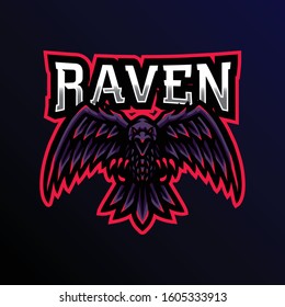 raven mascot logo esport. crow mascot logo gaming illustration.