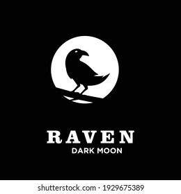 Raven with moon dark logo icon design