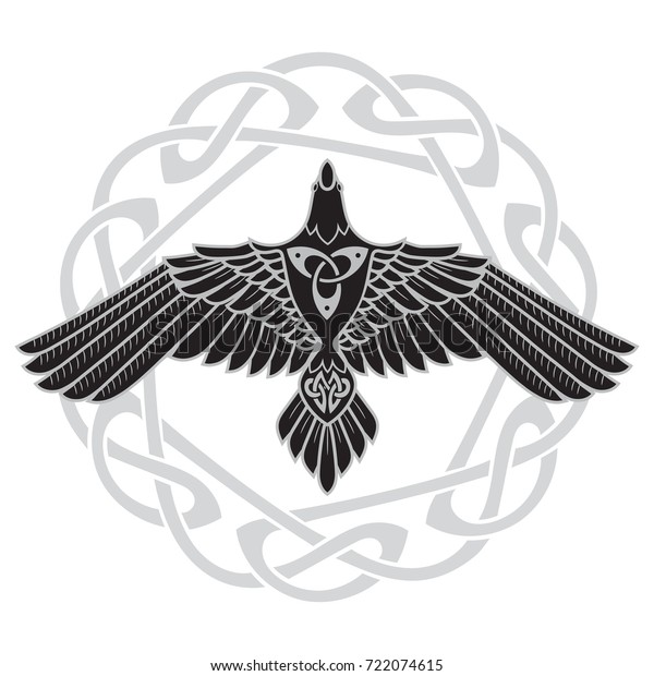 Raven Odin Norse Celtic Style Isolated Stock Vector (Royalty Free ...