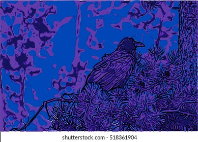 raven on a branch