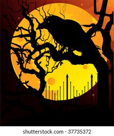 Raven on yellow moon