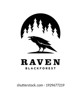 Raven Pine Tree Logo Icon Design