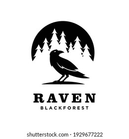 Raven Pine Tree Logo Icon Design