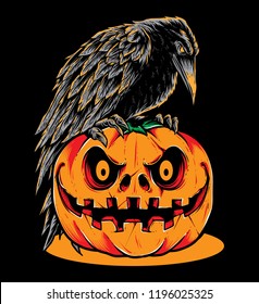 Raven Pumpkins Vector