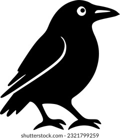 Raven silhouette black outlines vector illustration