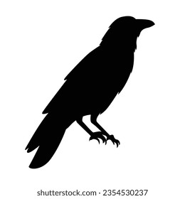 raven silhouette flat vector illustration logo icon clipart isolated on white background