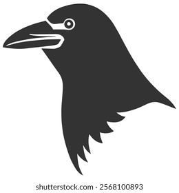 Raven Silhouette Illustration, Black Bird Sketch, Isolated