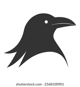 Raven Silhouette Illustration, Black Bird Sketch, Isolated