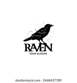 raven silhouette logo vector illustrations
