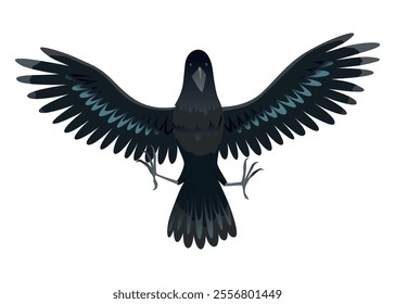 Raven. Silhouette Representing Bird Specie Captured in Moment of Flight and Resting