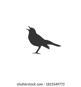 Raven silhouette symbol vector on a white background