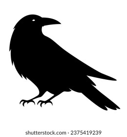 raven silhouette vector illustration Crow Flat Logo Icon Clipart