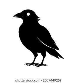 Raven Silhouette Vector Illustration - Dark Bird Icon in Minimalist Style