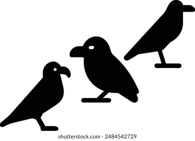 raven silhouette. Vector illustration for graphic design, logos, websites, and social media.