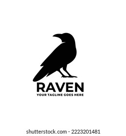 Raven simple flat logo design vector