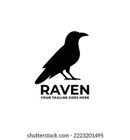 Raven simple flat logo design vector