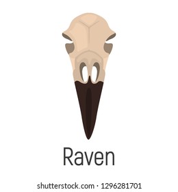 Raven skull color vector icon. Flat design