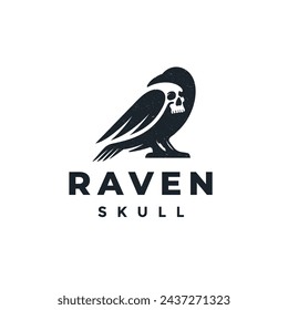 Raven Skull logo design, vector and illustration