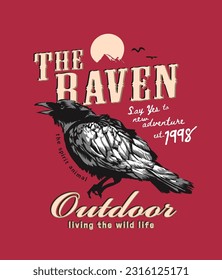 raven slogan with raven graphic vector illustration for fashion print