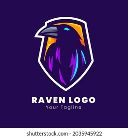 Raven sport mascot logo design vector