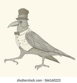 Raven steampunk vector