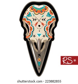 Raven Sugar Mexican Skull. Raven Skull. Vector illustration 