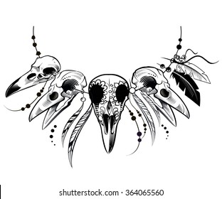 Raven Sugar Mexican Skull. Raven Skull. Vector illustration